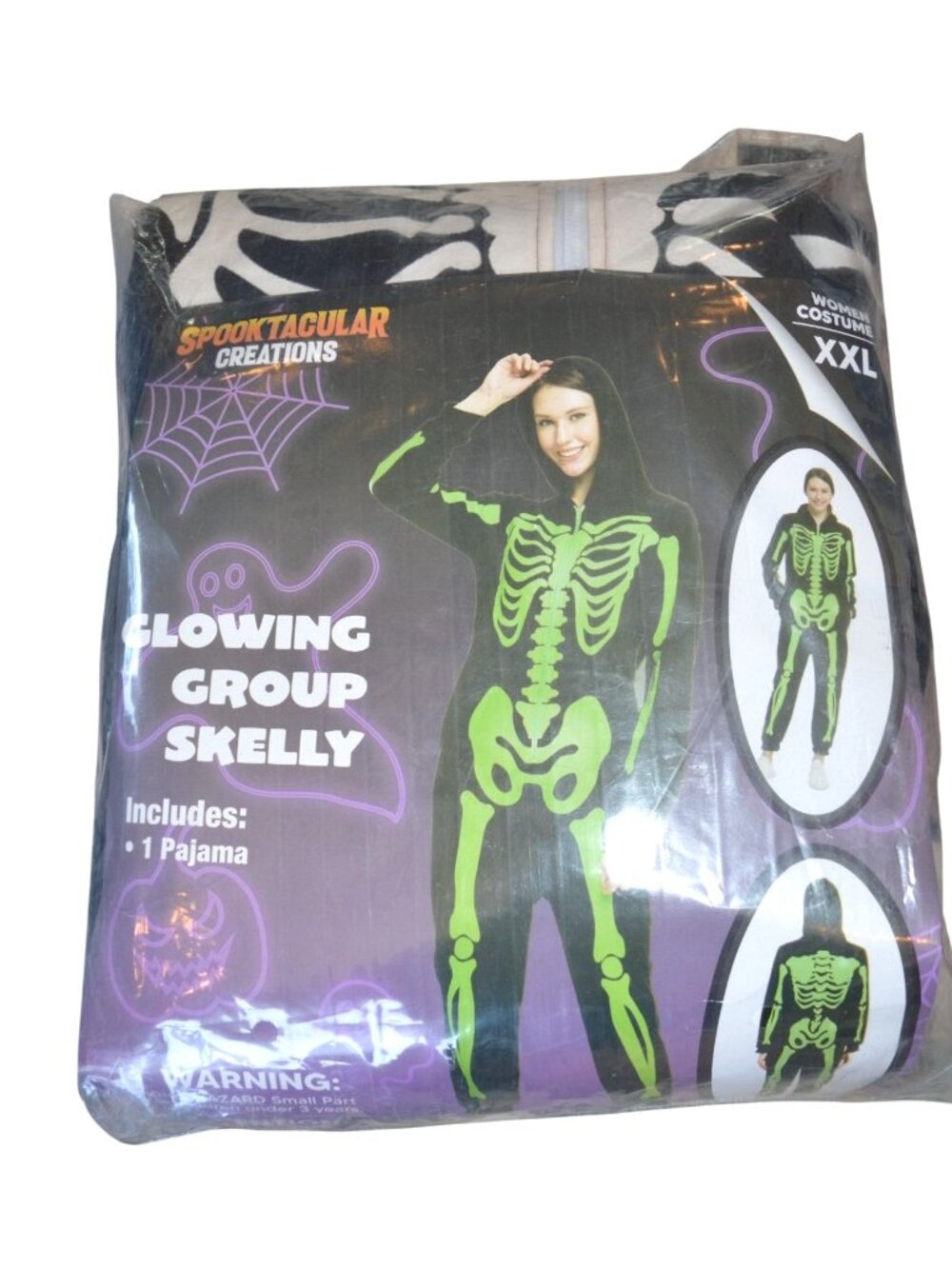 NWT Spooktacular Creations Glowing Group Skelly Pajamas Women's Size XXL Costume